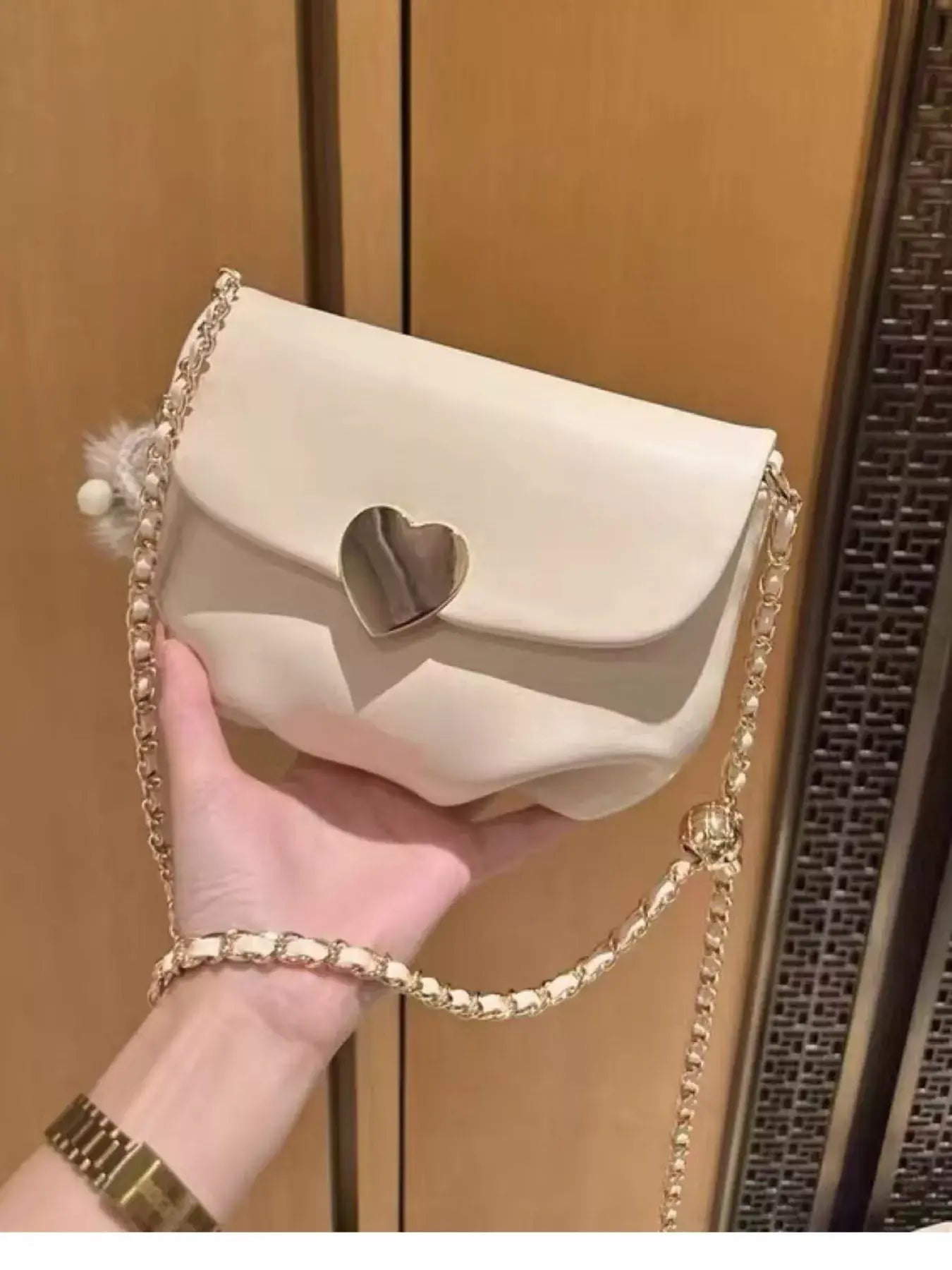 Heart Buckle Chain Crossbody Bag - Trendsi - Flyclothing LLC