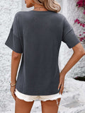 V-Neck Dropped Shoulder T-Shirt - Trendsi - Flyclothing LLC