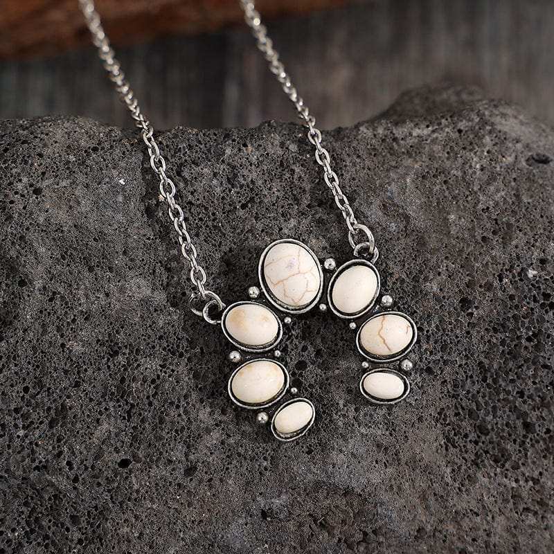 Artificial Turquoise Alloy Pendant Necklace - Trendsi - Flyclothing LLC