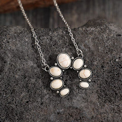 Artificial Turquoise Alloy Pendant Necklace - Trendsi