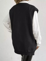 Button-Down Button Up Sweater Vest - Trendsi - Flyclothing LLC