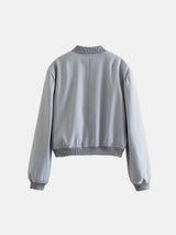 Pocketed Snap Down Baseball Collar Jacket - Trendsi - Flyclothing LLC