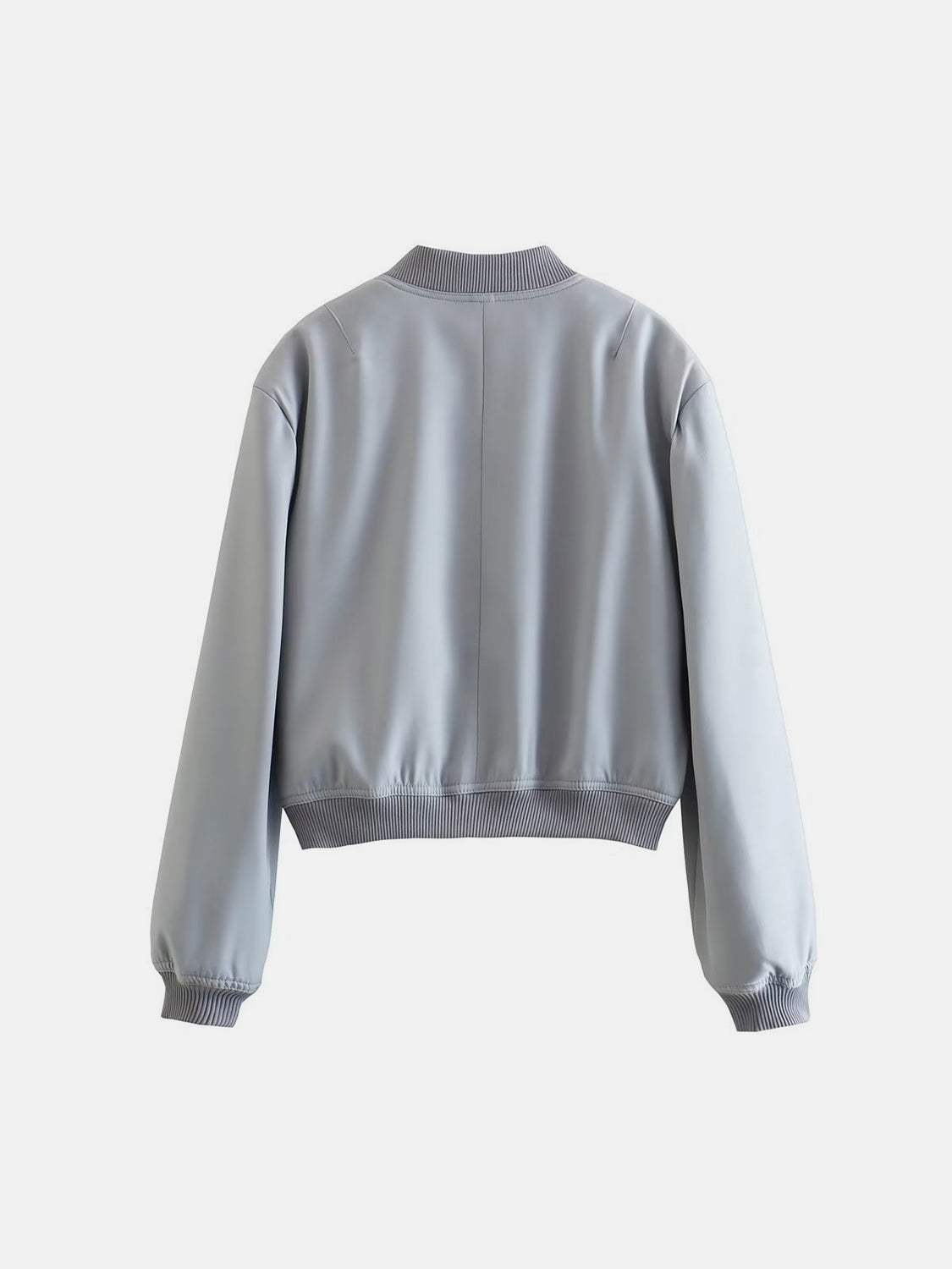 Pocketed Snap Down Baseball Collar Jacket - Trendsi - Flyclothing LLC