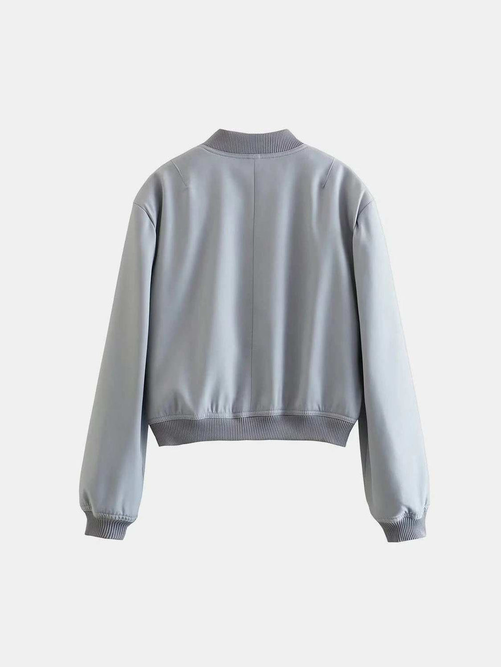 Pocketed Snap Down Baseball Collar Jacket - Trendsi - Flyclothing LLC