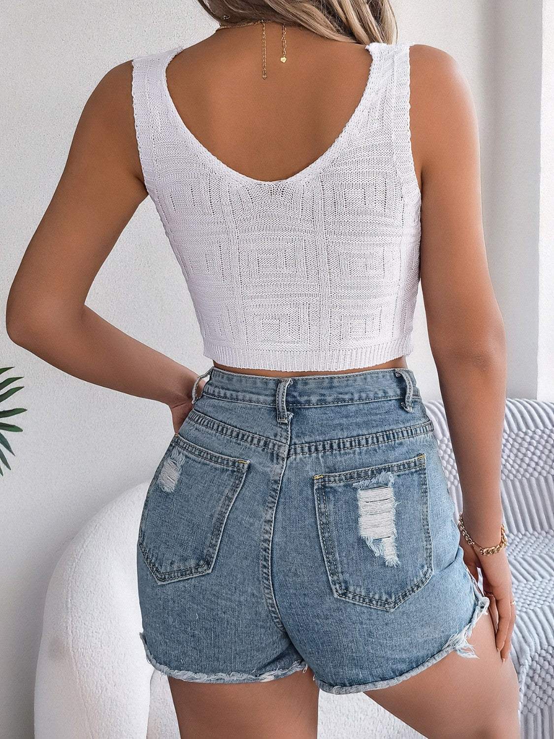 Twisted V-Neck Knit Vest - Trendsi - Flyclothing LLC