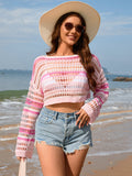 Openwork Boat Neck Dropped Shoulder Cover-Up - Trendsi