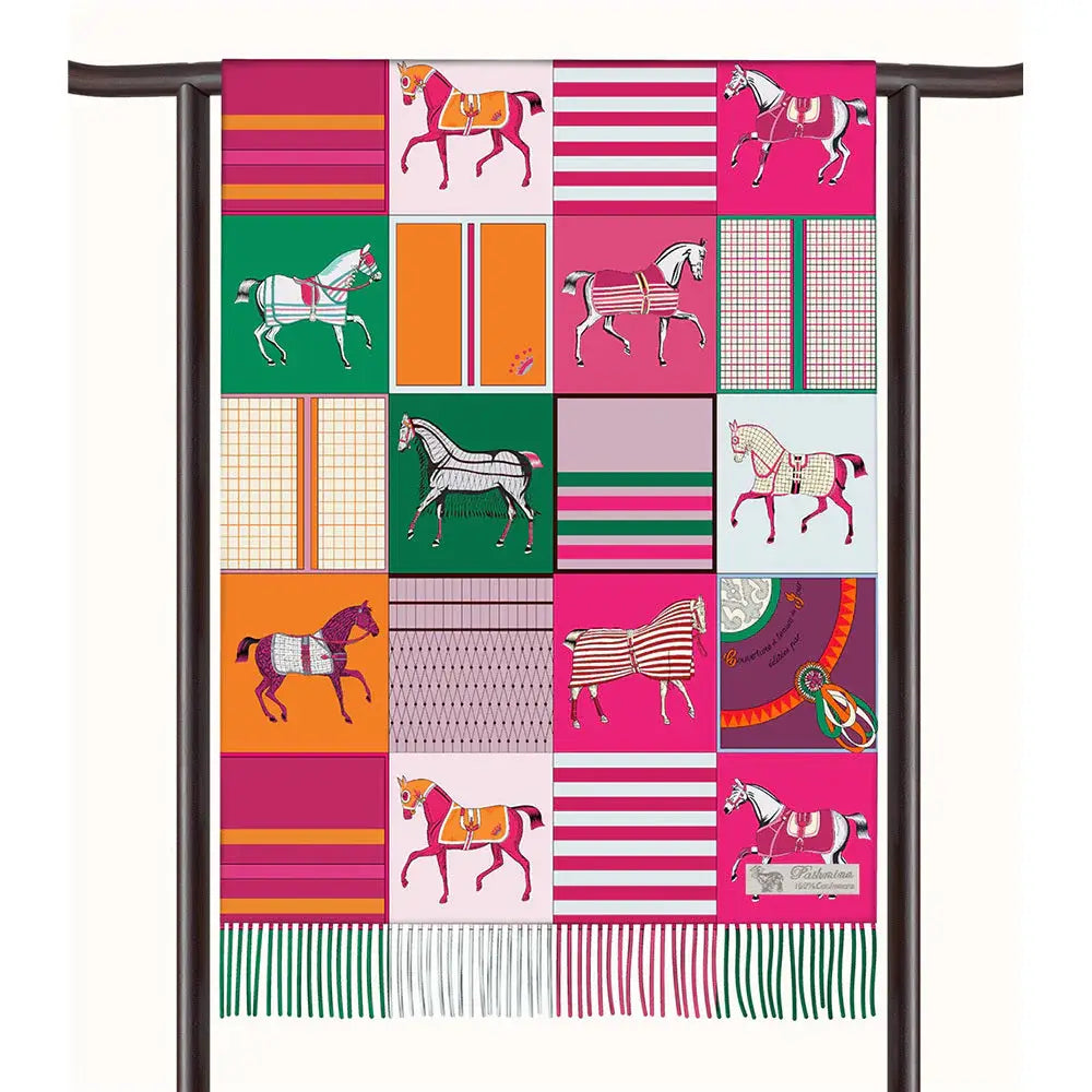 AWST Int'l Horses in Blankets Acrylic Cashmere Scarf-28" x 78" - Breeches.com - Flyclothing LLC
