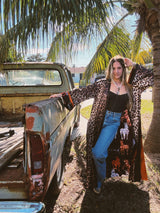 Rebel Yell Horse & Leopard Print Reversible Duster - Lil Bee's Bohemian - Flyclothing LLC