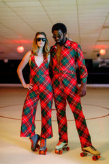 The Poinsettia Playgirl | Red Plaid Christmas Jumpsuit - Shinesty