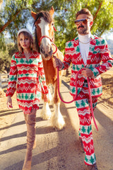 The Red Ryder | Knit Print Christmas Wrap Dress - Shinesty
