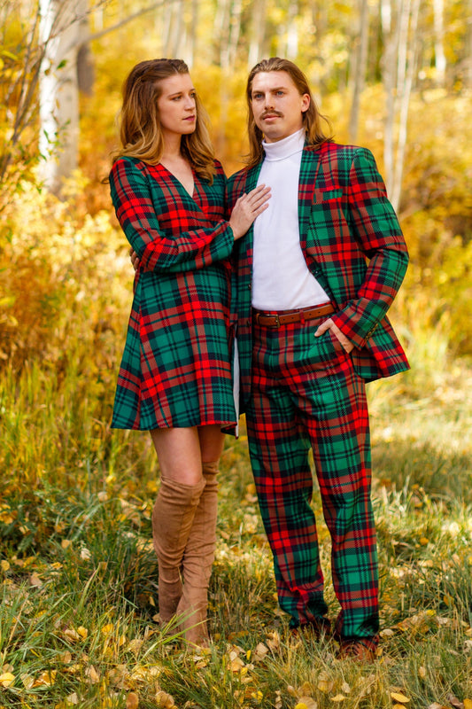 The Lincoln Log Love Lady | Plaid Christmas Wrap Dress - Shinesty