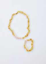 Polished Honey Baltic Amber + Rose Quartz || Anklet or Bracelet - CanyonLeaf - Flyclothing LLC