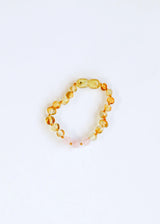 Polished Honey Baltic Amber + Rose Quartz || Anklet or Bracelet - CanyonLeaf - Flyclothing LLC