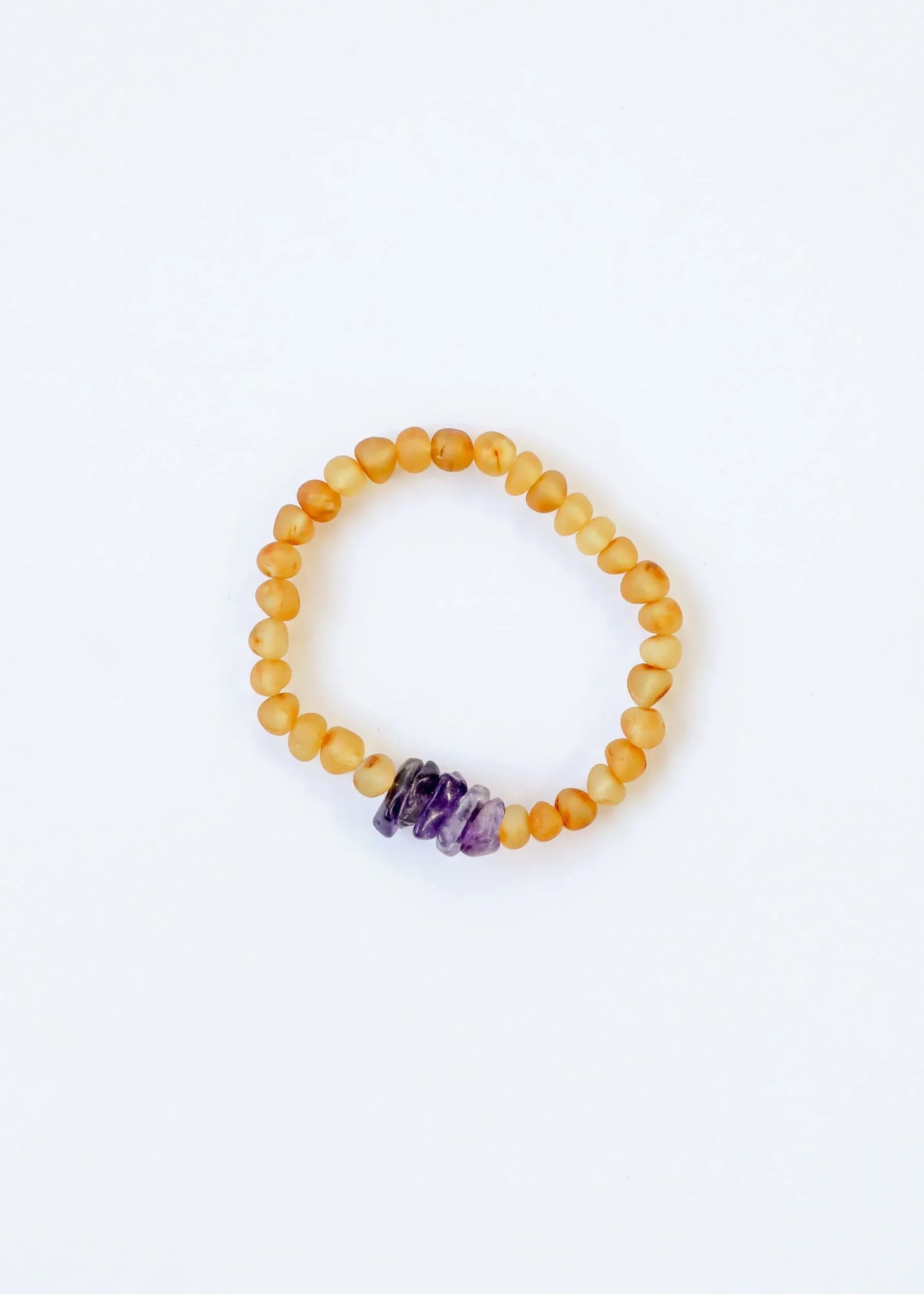 Raw Honey Baltic Amber + Raw Amethyst || Adult Bracelet - CanyonLeaf - Flyclothing LLC