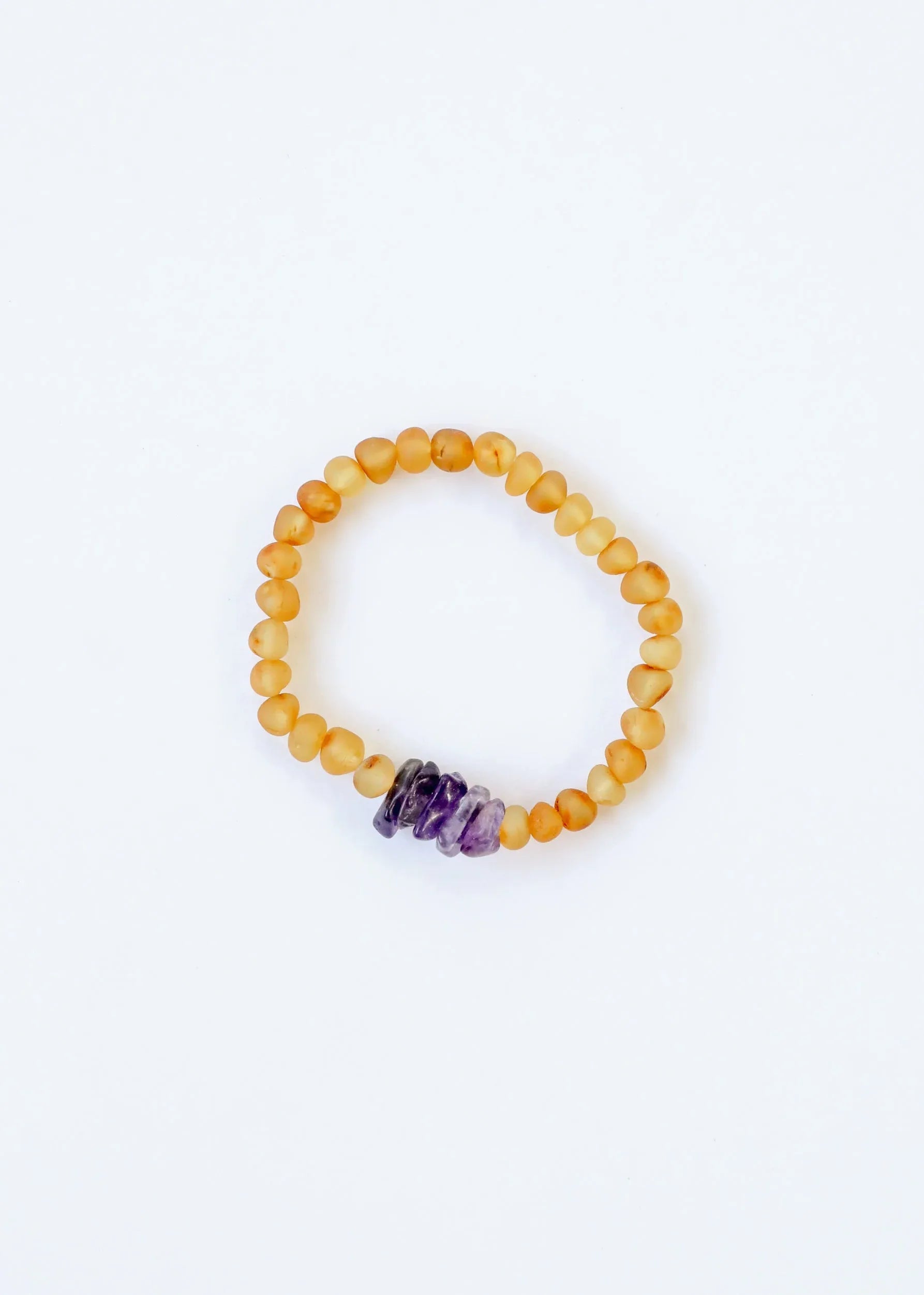Raw Honey Baltic Amber + Raw Amethyst || Adult Bracelet - CanyonLeaf - Flyclothing LLC