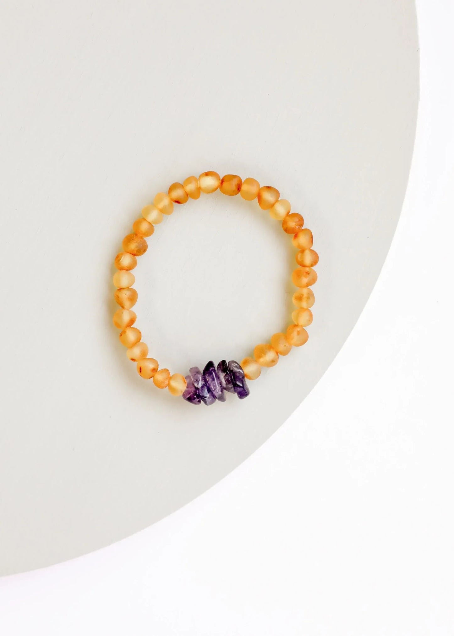Raw Honey Baltic Amber + Raw Amethyst || Adult Bracelet - CanyonLeaf - Flyclothing LLC