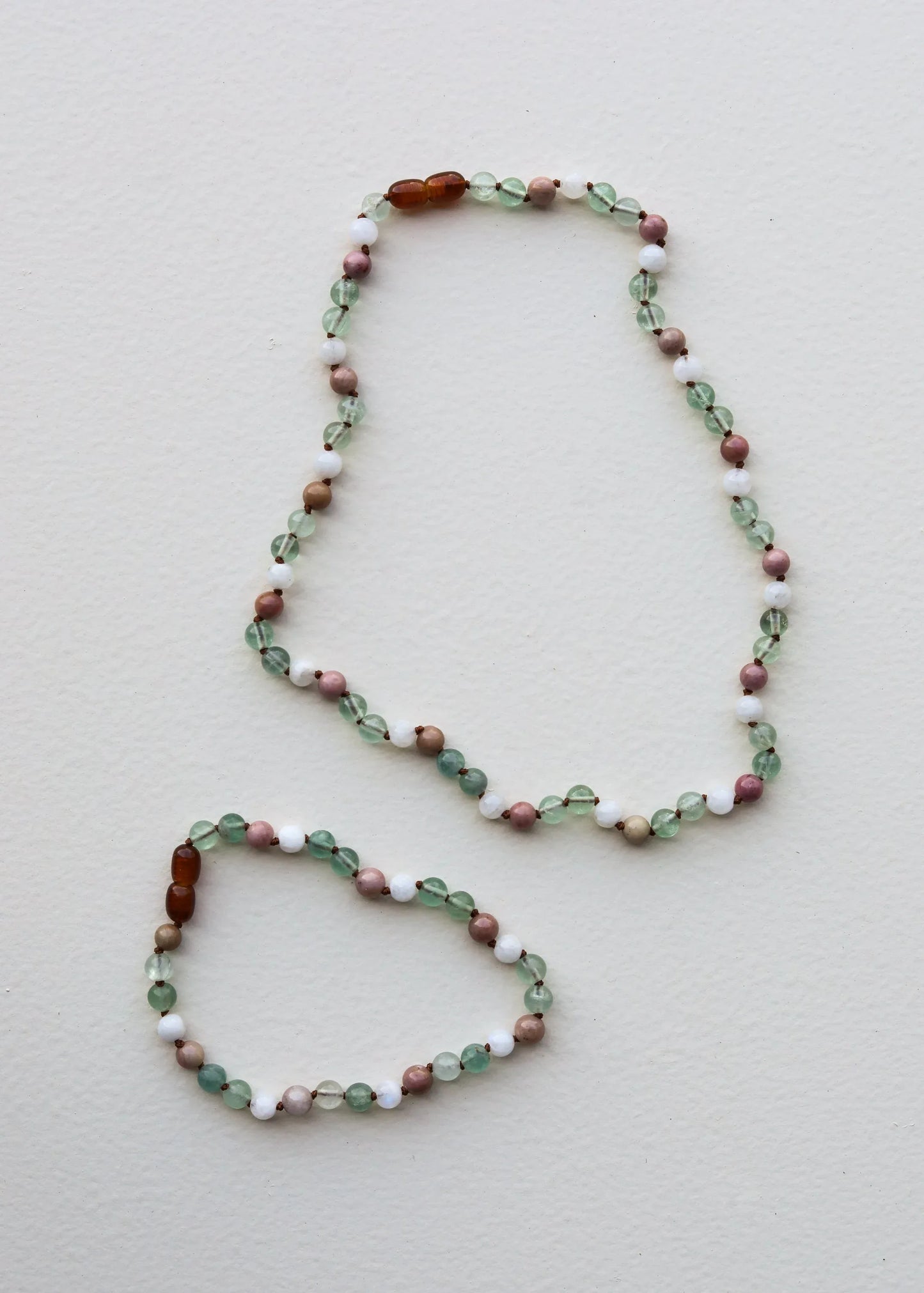 Fluorite + Moonstone + Rhodonite || Natural Gemstone Necklace - CanyonLeaf - Flyclothing LLC