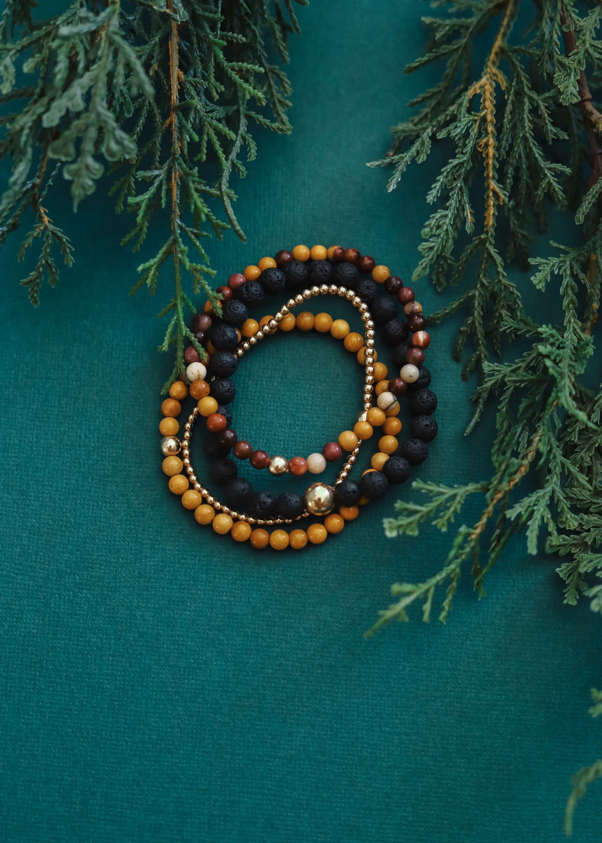 Dainty Golden Mookaite Jasper + 14K Gold Filled || Beaded Stretch Bracelet - CanyonLeaf - Flyclothing LLC