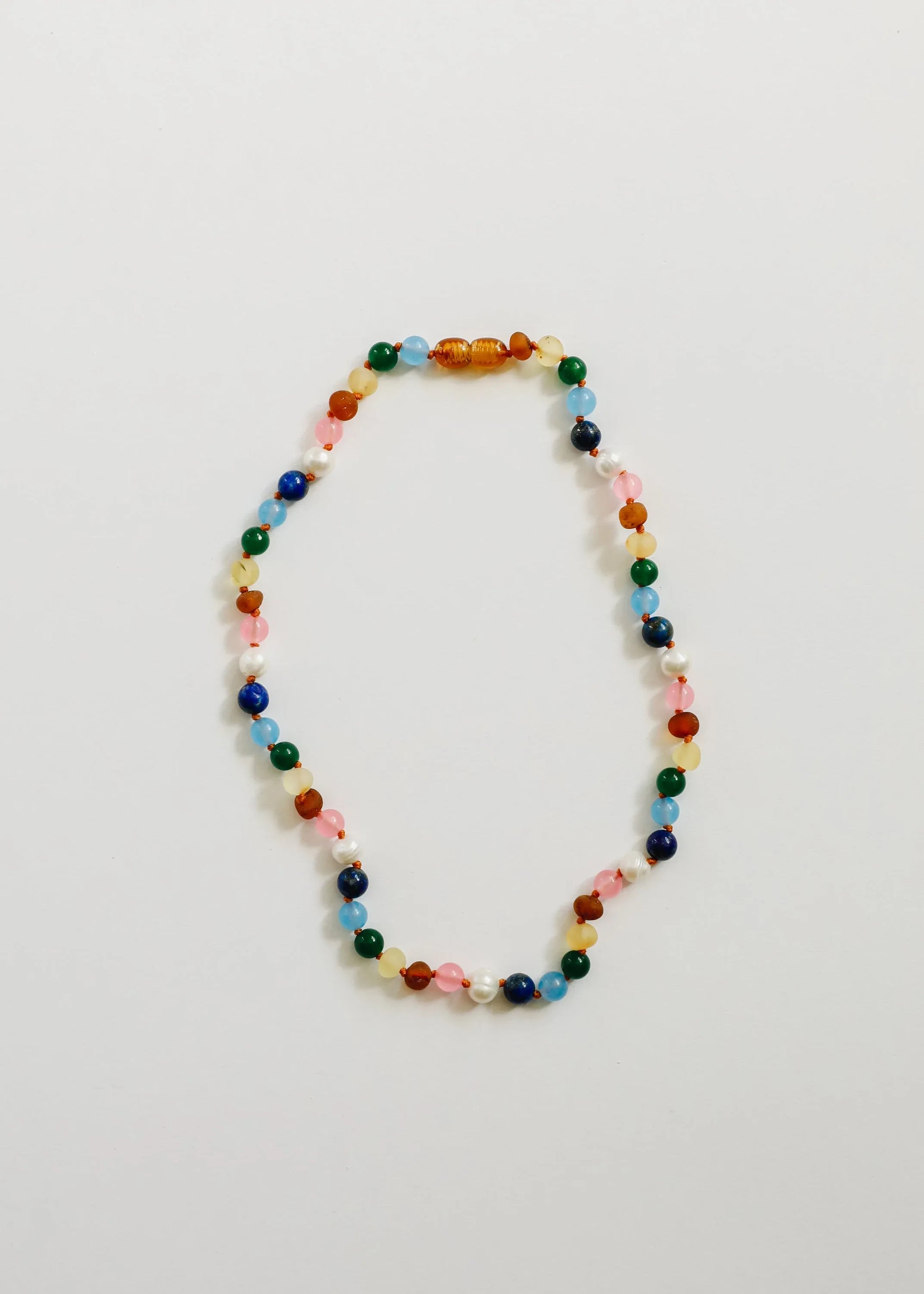 Raw Baltic Amber and Pearl Necklace + Sweet Pink Gemstones - CanyonLeaf - Flyclothing LLC