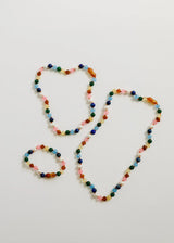 Raw Baltic Amber and Pearl Necklace + Sweet Pink Gemstones - CanyonLeaf - Flyclothing LLC