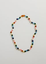 Raw Baltic Amber and Pearl Necklace + Sweet Pink Gemstones - CanyonLeaf - Flyclothing LLC