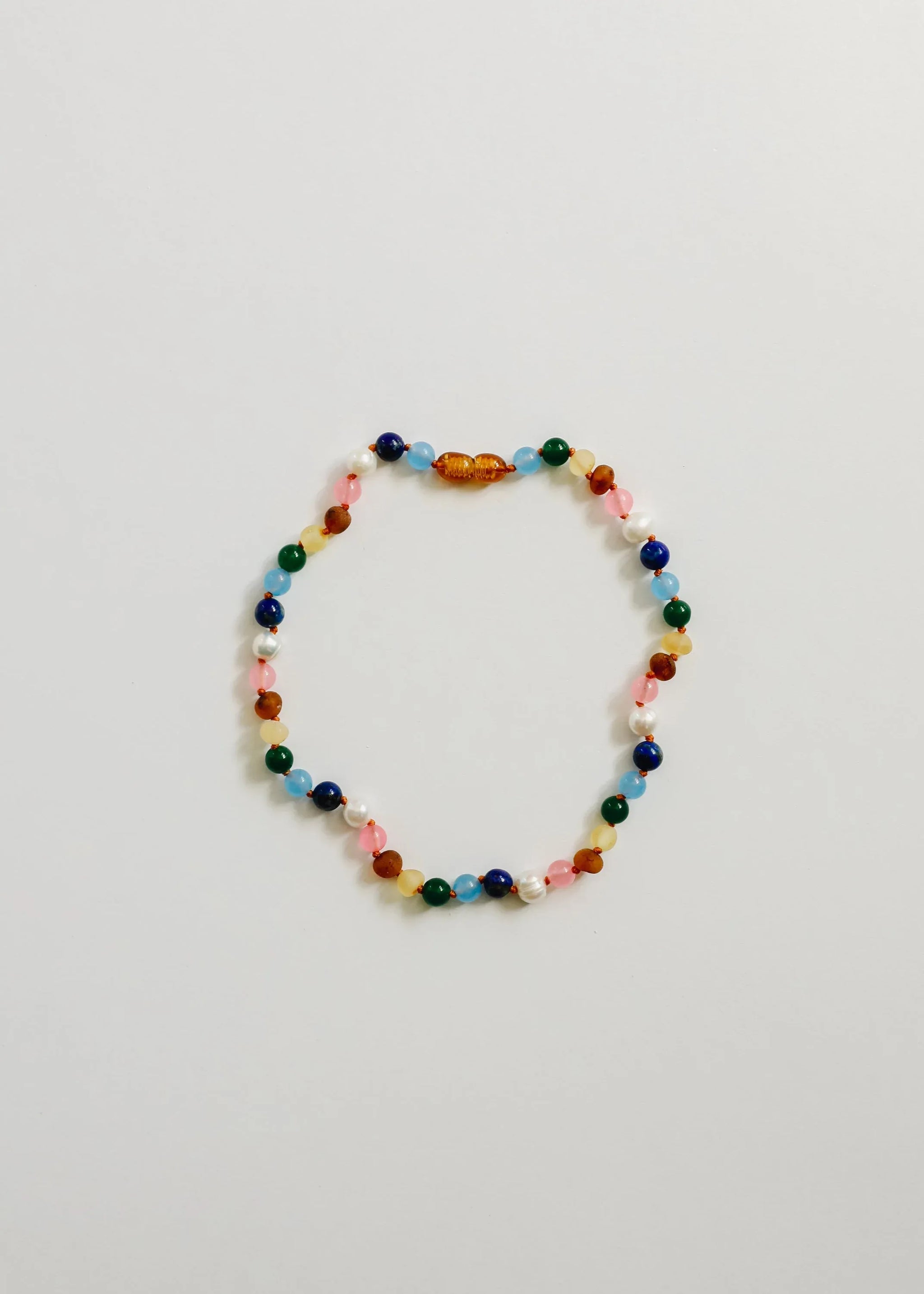 Raw Baltic Amber and Pearl Necklace + Sweet Pink Gemstones - CanyonLeaf - Flyclothing LLC