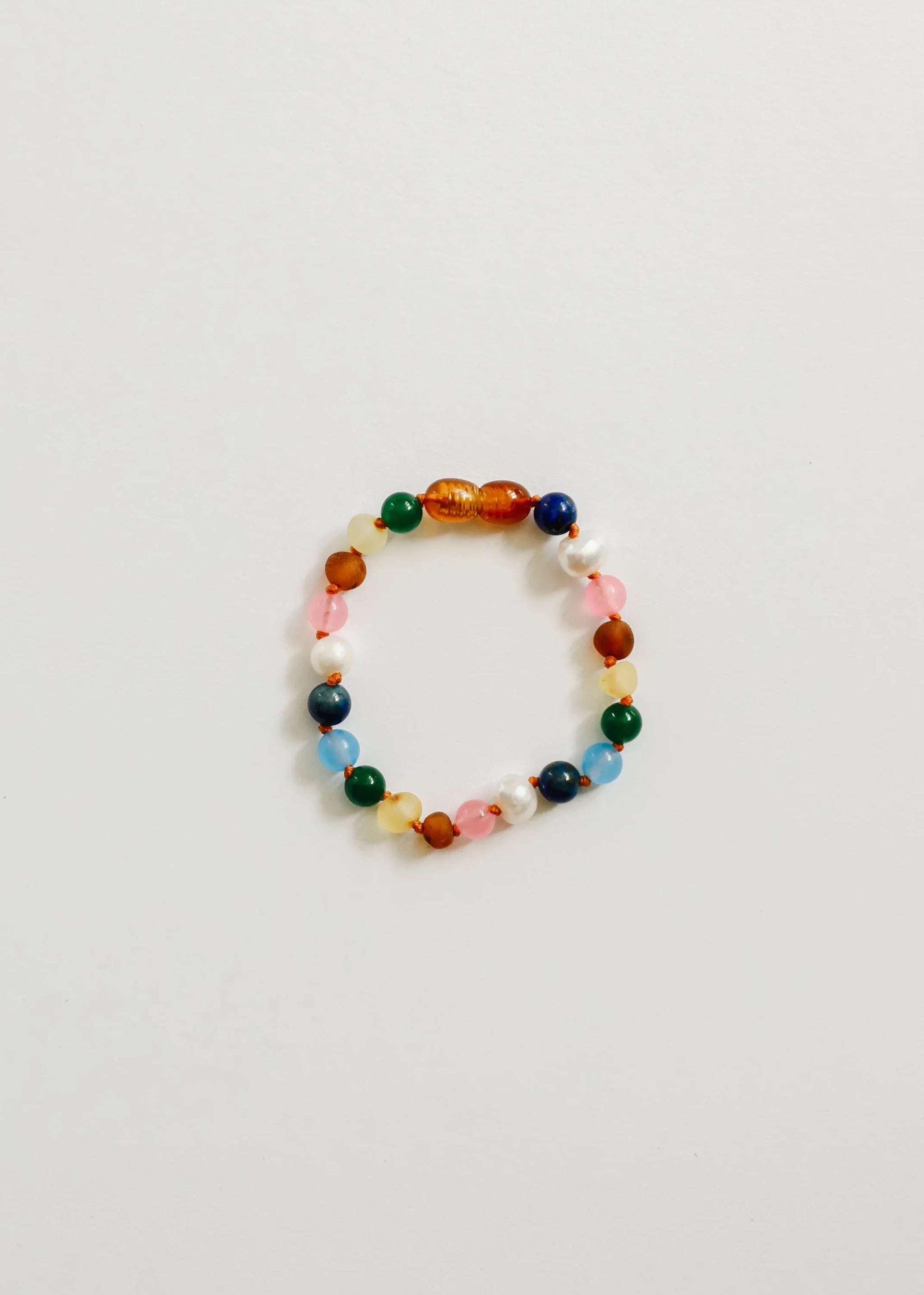 Raw Baltic Amber and Pearl Bracelet + Sweet Pink Gemstones - CanyonLeaf - Flyclothing LLC