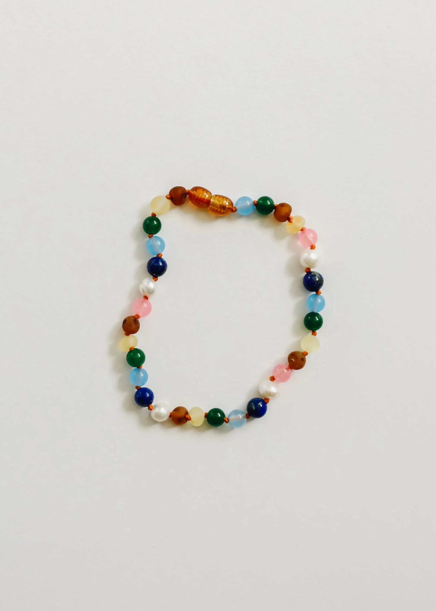 Raw Baltic Amber and Pearl Bracelet + Sweet Pink Gemstones - CanyonLeaf - Flyclothing LLC