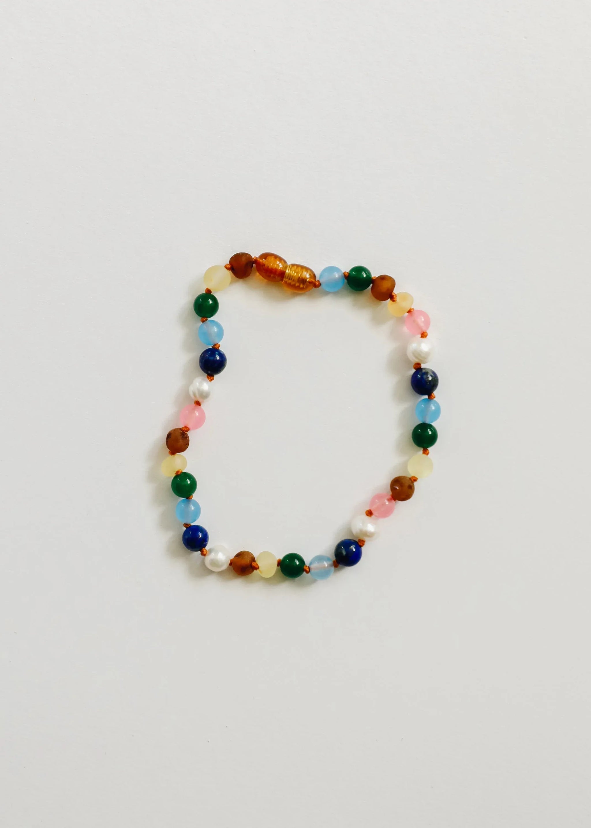 Raw Baltic Amber and Pearl Bracelet + Sweet Pink Gemstones - CanyonLeaf - Flyclothing LLC