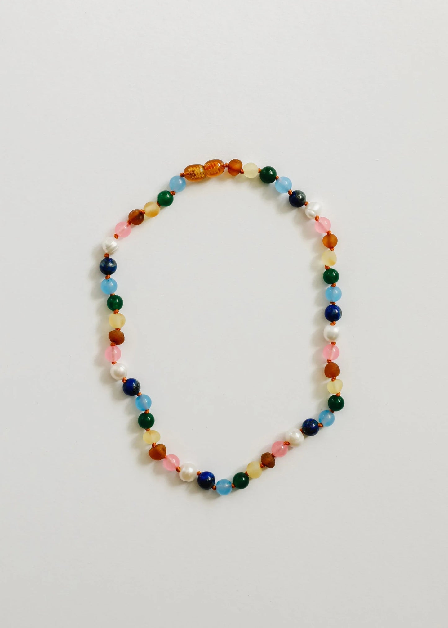 Raw Baltic Amber and Pearl Necklace + Sweet Pink Gemstones - CanyonLeaf - Flyclothing LLC