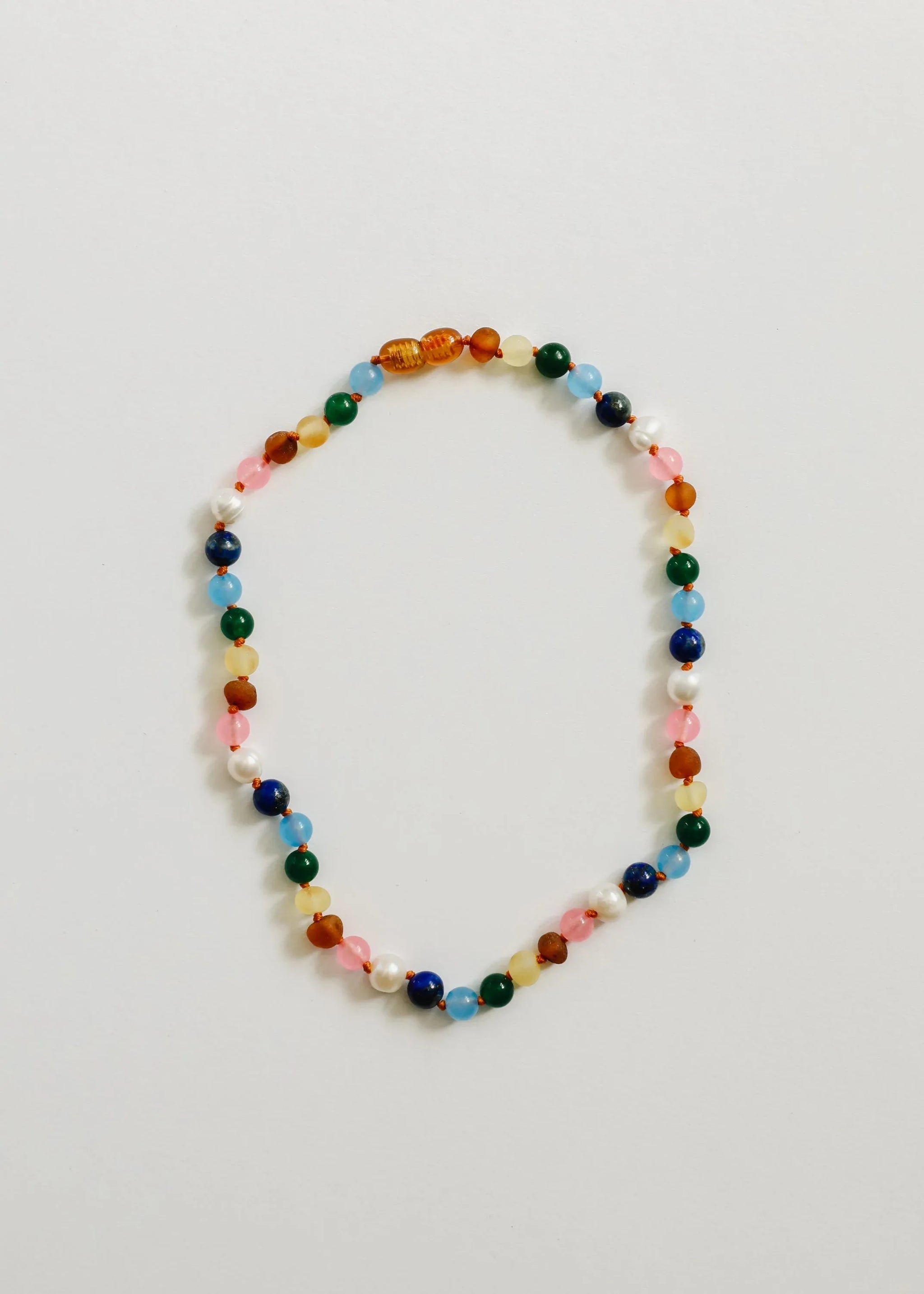 Raw Baltic Amber and Pearl Necklace + Sweet Pink Gemstones - CanyonLeaf - Flyclothing LLC