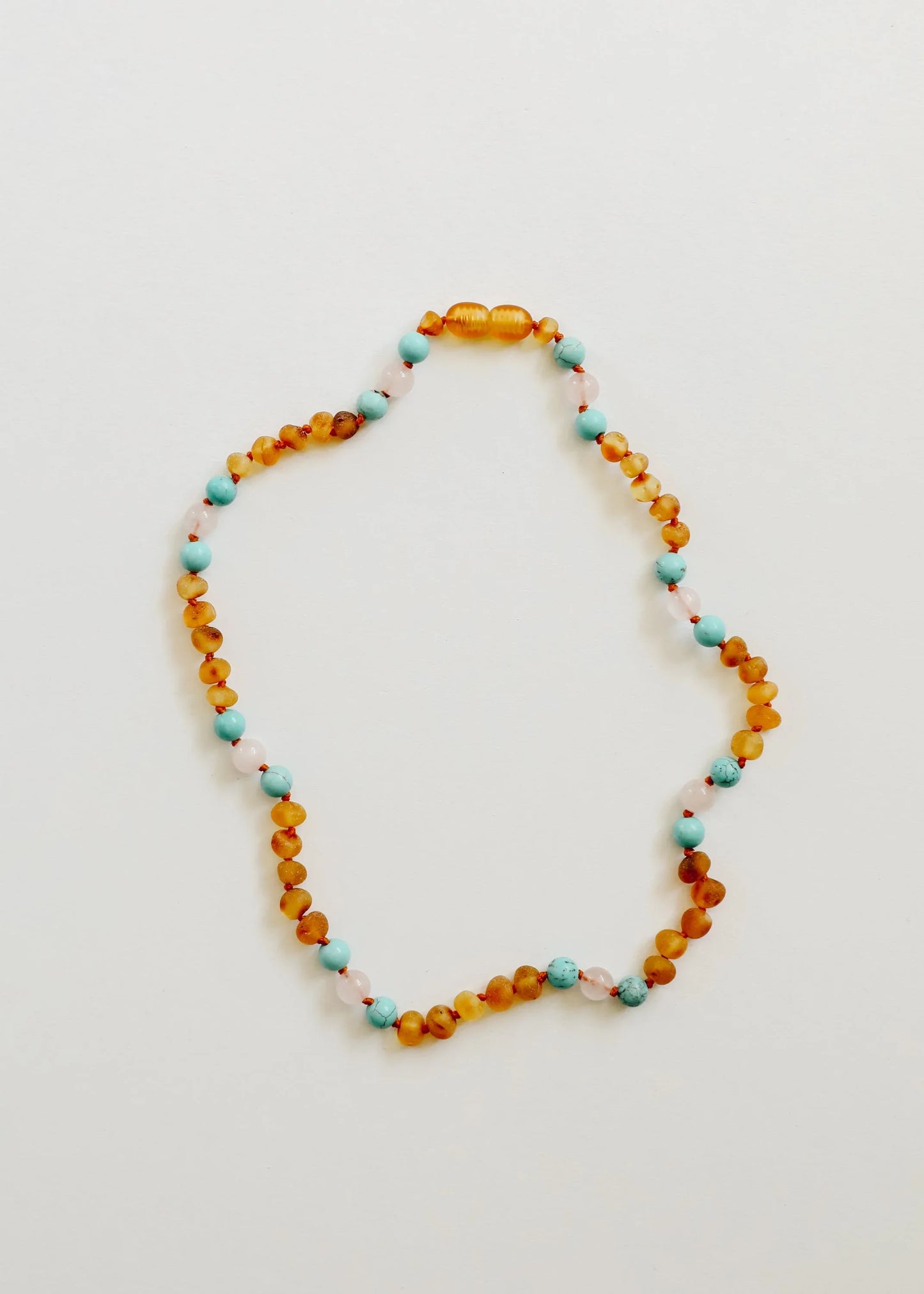Raw Honey Baltic Amber and Natural Turquoise + Rose Quartz || Necklace - CanyonLeaf - Flyclothing LLC