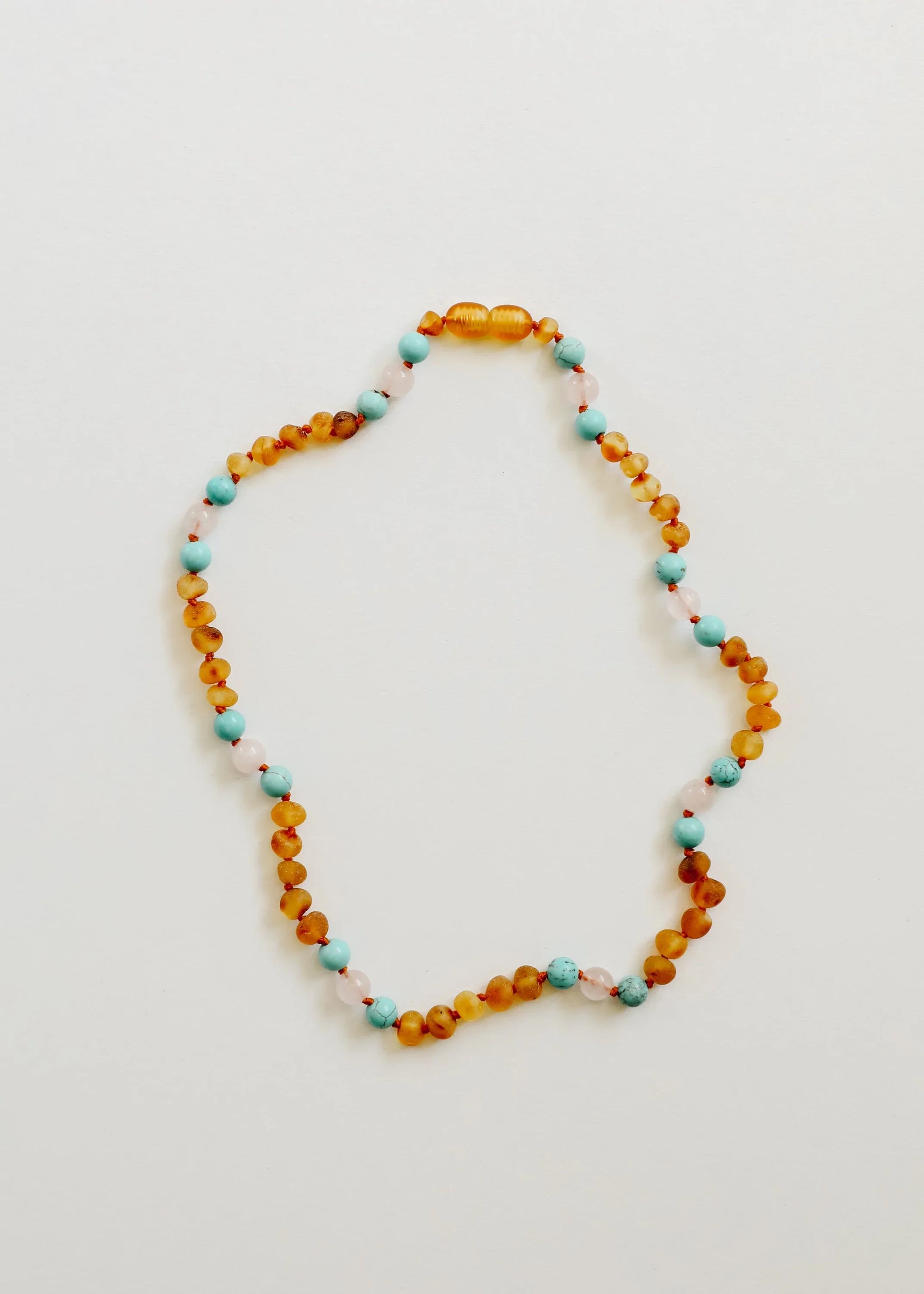 Raw Honey Baltic Amber and Natural Turquoise + Rose Quartz || Necklace - CanyonLeaf - Flyclothing LLC