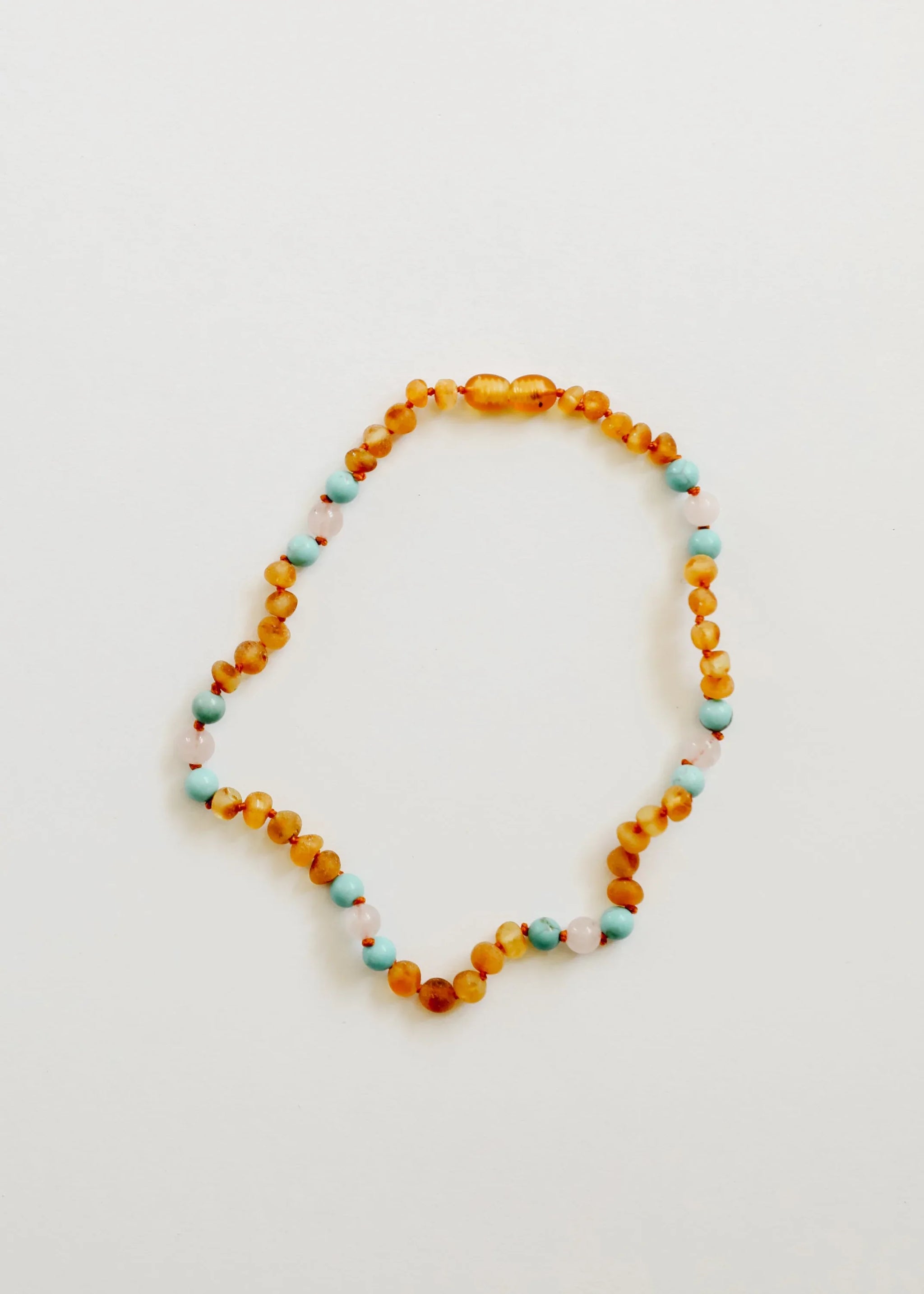 Raw Honey Baltic Amber and Natural Turquoise + Rose Quartz || Necklace - CanyonLeaf - Flyclothing LLC