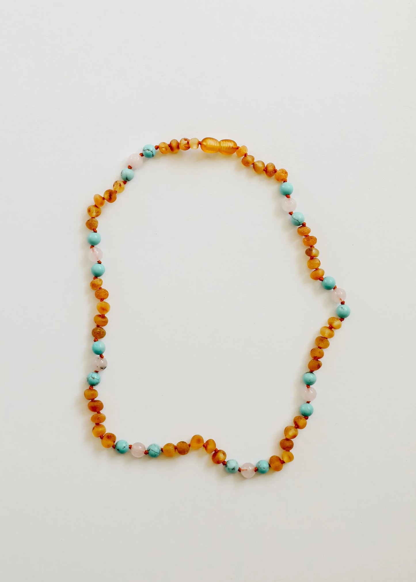 Raw Honey Baltic Amber and Natural Turquoise + Rose Quartz || Necklace - CanyonLeaf - Flyclothing LLC