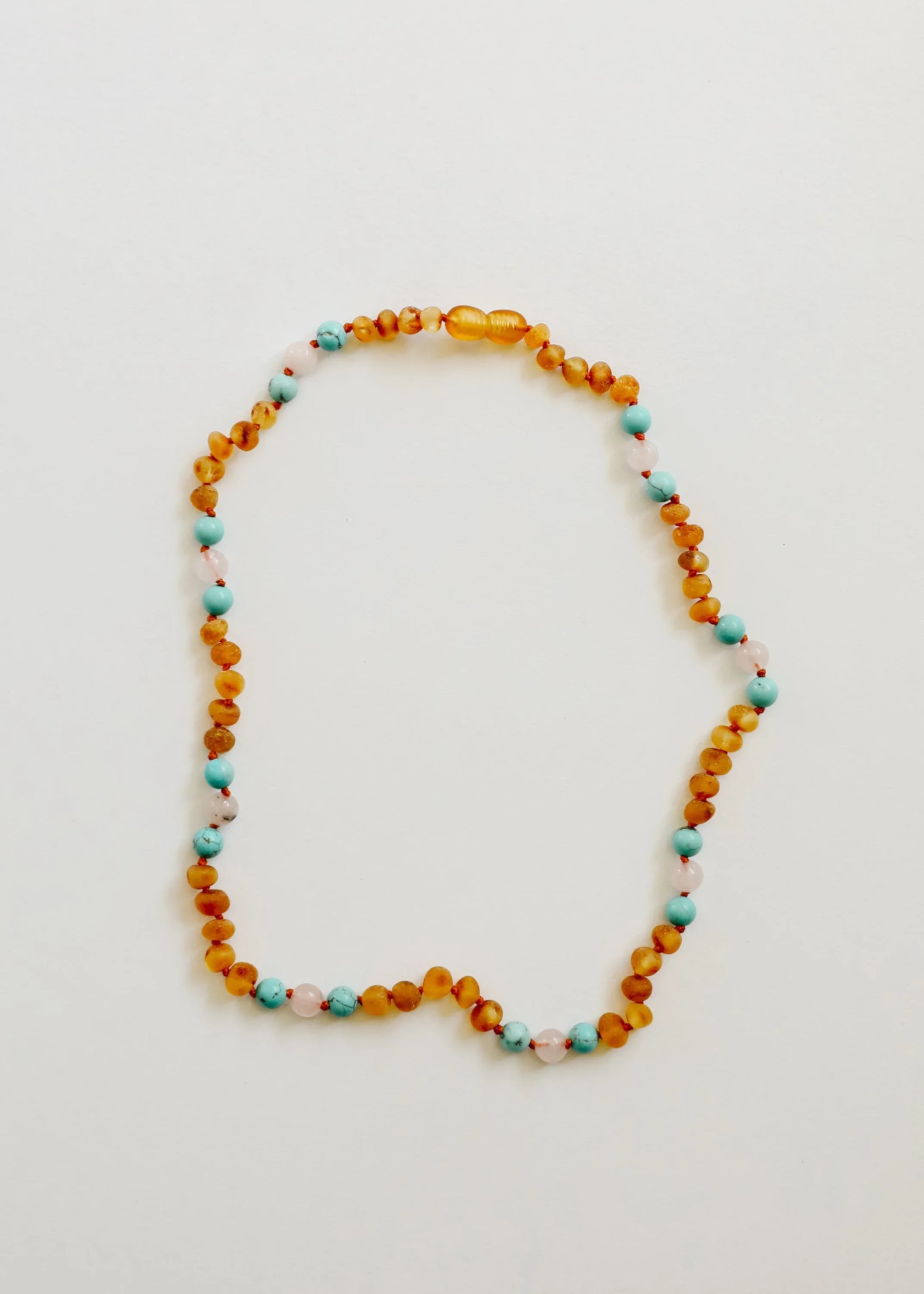 Raw Honey Baltic Amber and Natural Turquoise + Rose Quartz || Necklace - CanyonLeaf - Flyclothing LLC