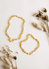Raw Honey Baltic Amber + Pearl Halo || Necklace - CanyonLeaf - Flyclothing LLC