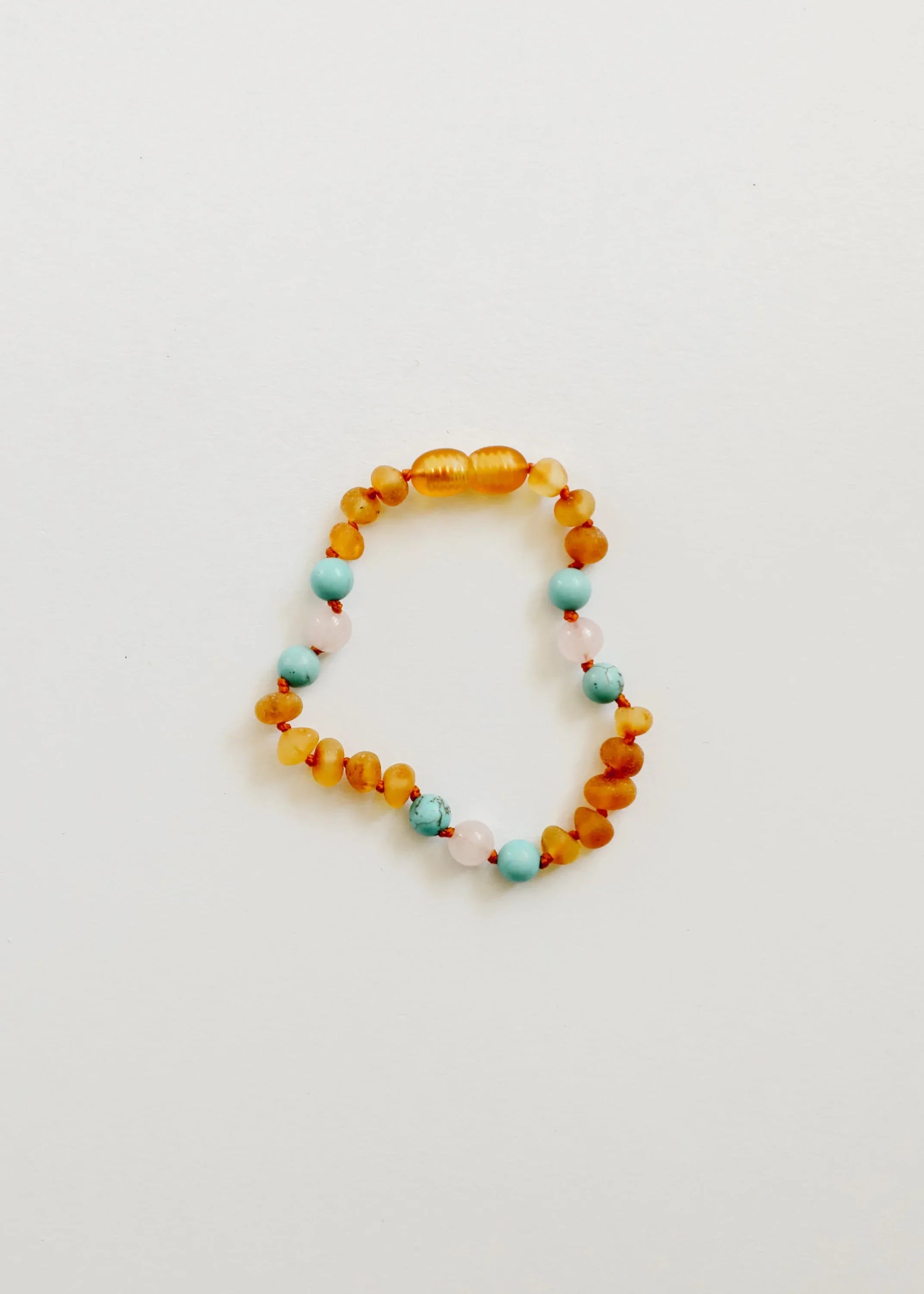 Raw Honey Baltic Amber and Natural Turquoise + Rose Quartz || Anklet or Bracelet - CanyonLeaf - Flyclothing LLC