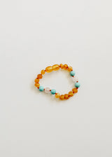 Raw Honey Baltic Amber and Natural Turquoise + Rose Quartz || Anklet or Bracelet - CanyonLeaf - Flyclothing LLC