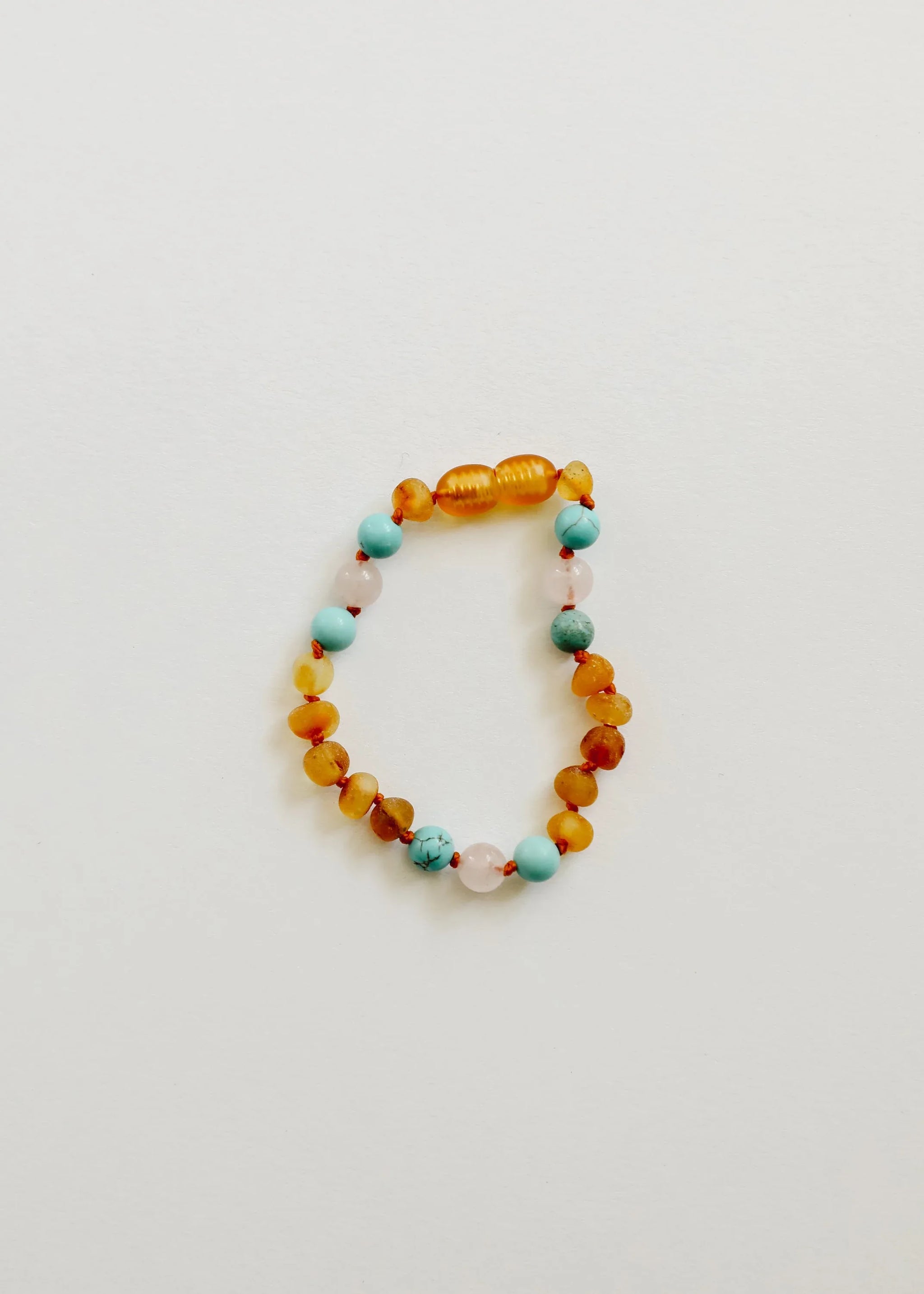Raw Honey Baltic Amber and Natural Turquoise + Rose Quartz || Anklet or Bracelet - CanyonLeaf - Flyclothing LLC
