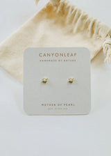 18K Gold Vermeil + Mother of Pearl Gemstone || Everyday Earrings - CanyonLeaf - Flyclothing LLC