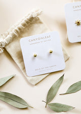 18K Gold Vermeil Ball Earrings || 6mm || Everyday + Simple Stud - CanyonLeaf - Flyclothing LLC