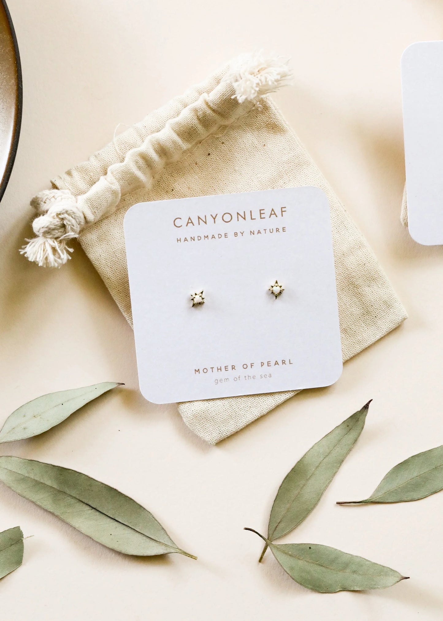 18K Gold Vermeil + Mother of Pearl Gemstone || Everyday Earrings - CanyonLeaf - Flyclothing LLC