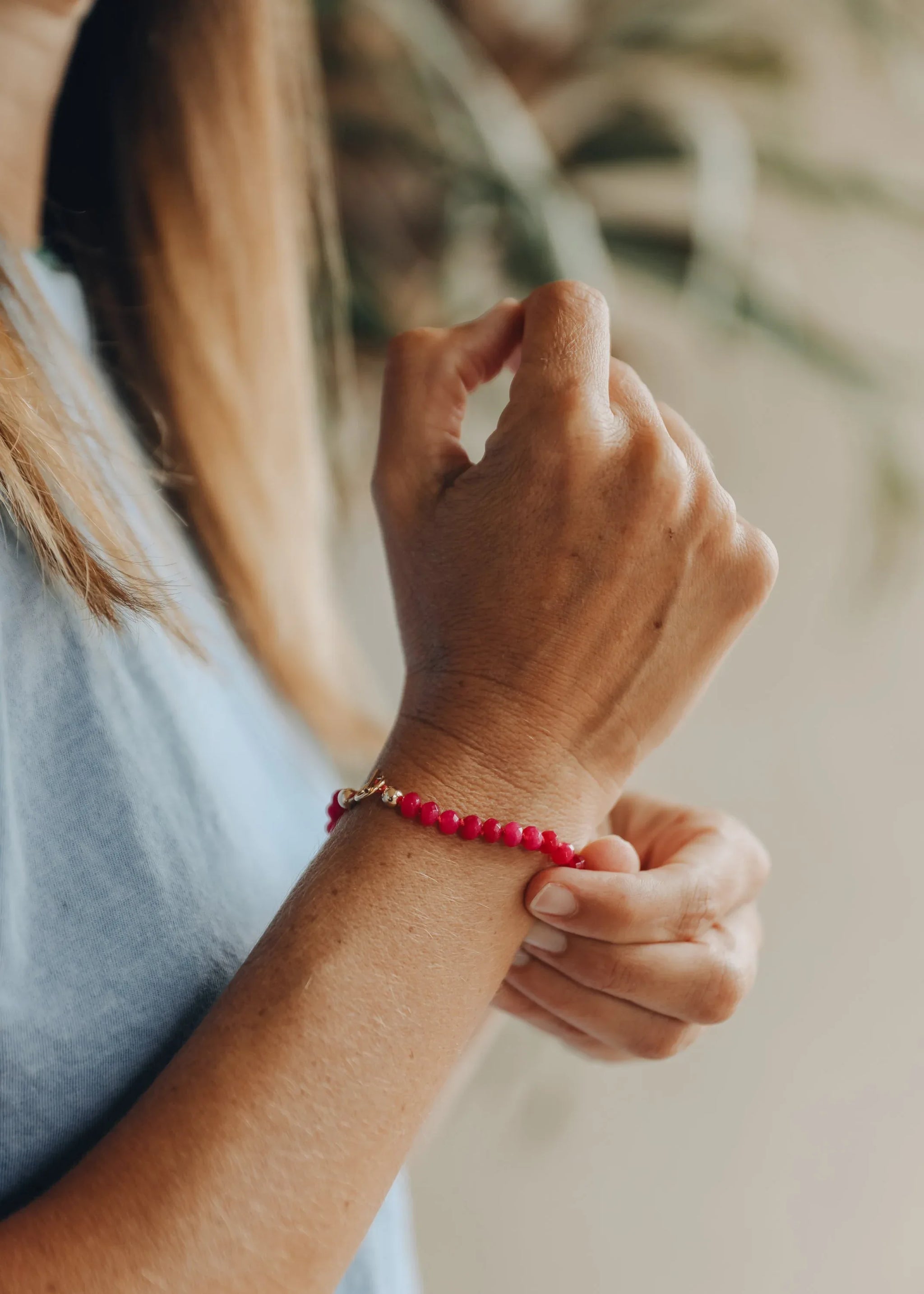 Pink Jade + 14k Gold Filled Toggle || Gemstone Bracelet or Anklet - CanyonLeaf - Flyclothing LLC