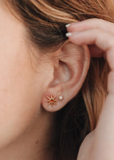 18K Gold Vermeil + Mother of Pearl Gemstone || Everyday Earrings - CanyonLeaf - Flyclothing LLC