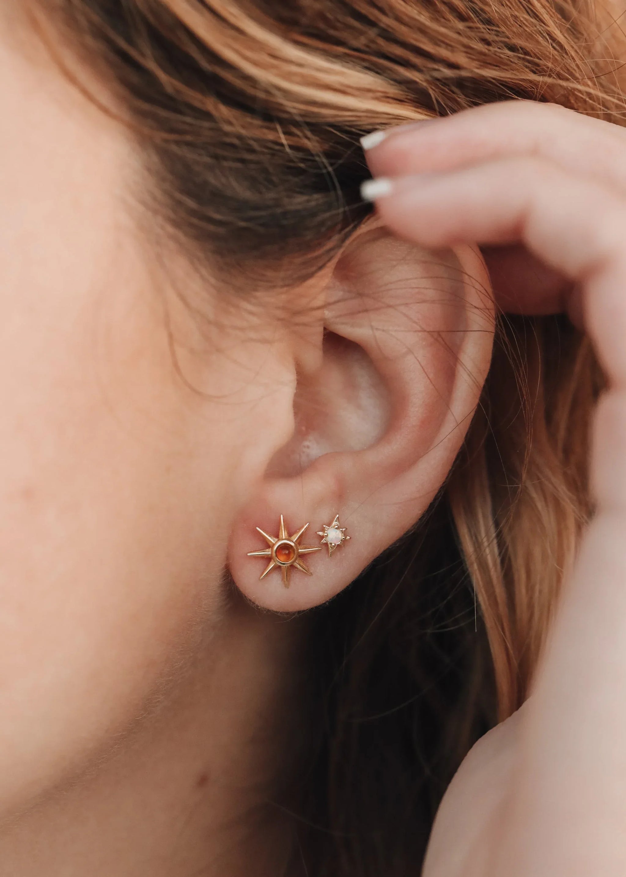 18K Gold Vermeil + Mother of Pearl Gemstone || Everyday Earrings - CanyonLeaf - Flyclothing LLC