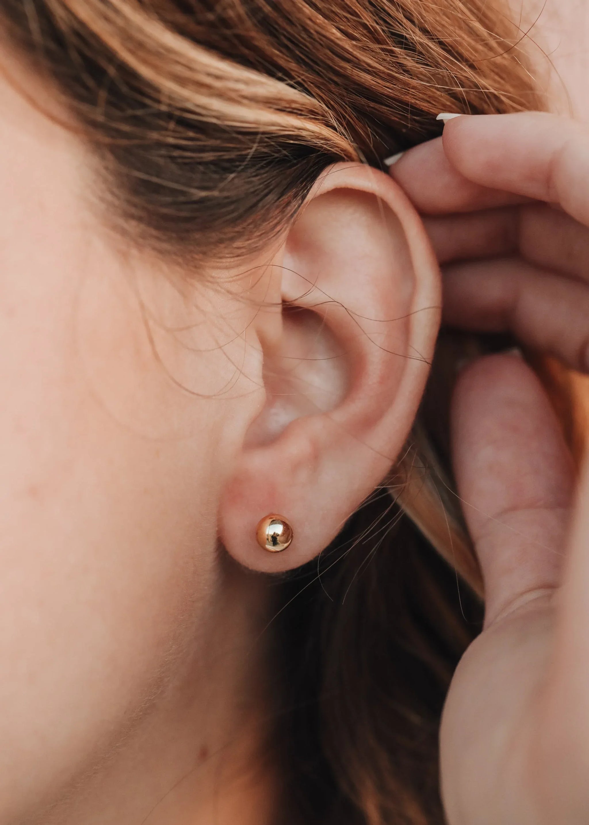 18K Gold Vermeil Ball Earrings || 6mm || Everyday + Simple Stud - CanyonLeaf - Flyclothing LLC