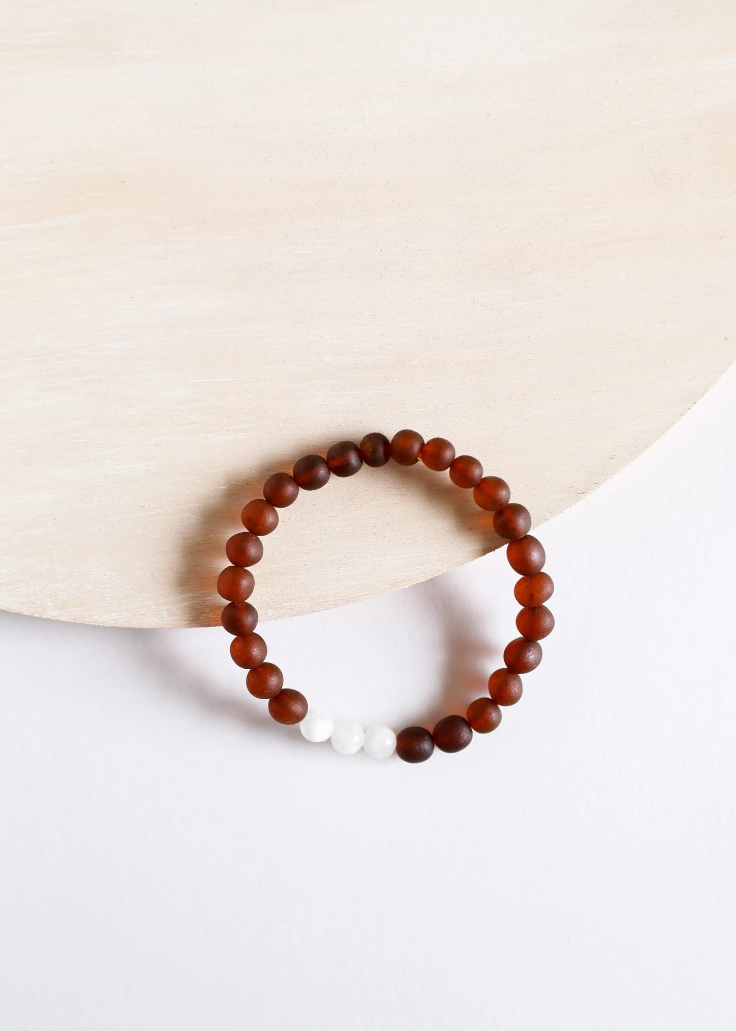 Raw Cognac Baltic Amber + Moonstone || Adult Bracelet - CanyonLeaf - Flyclothing LLC