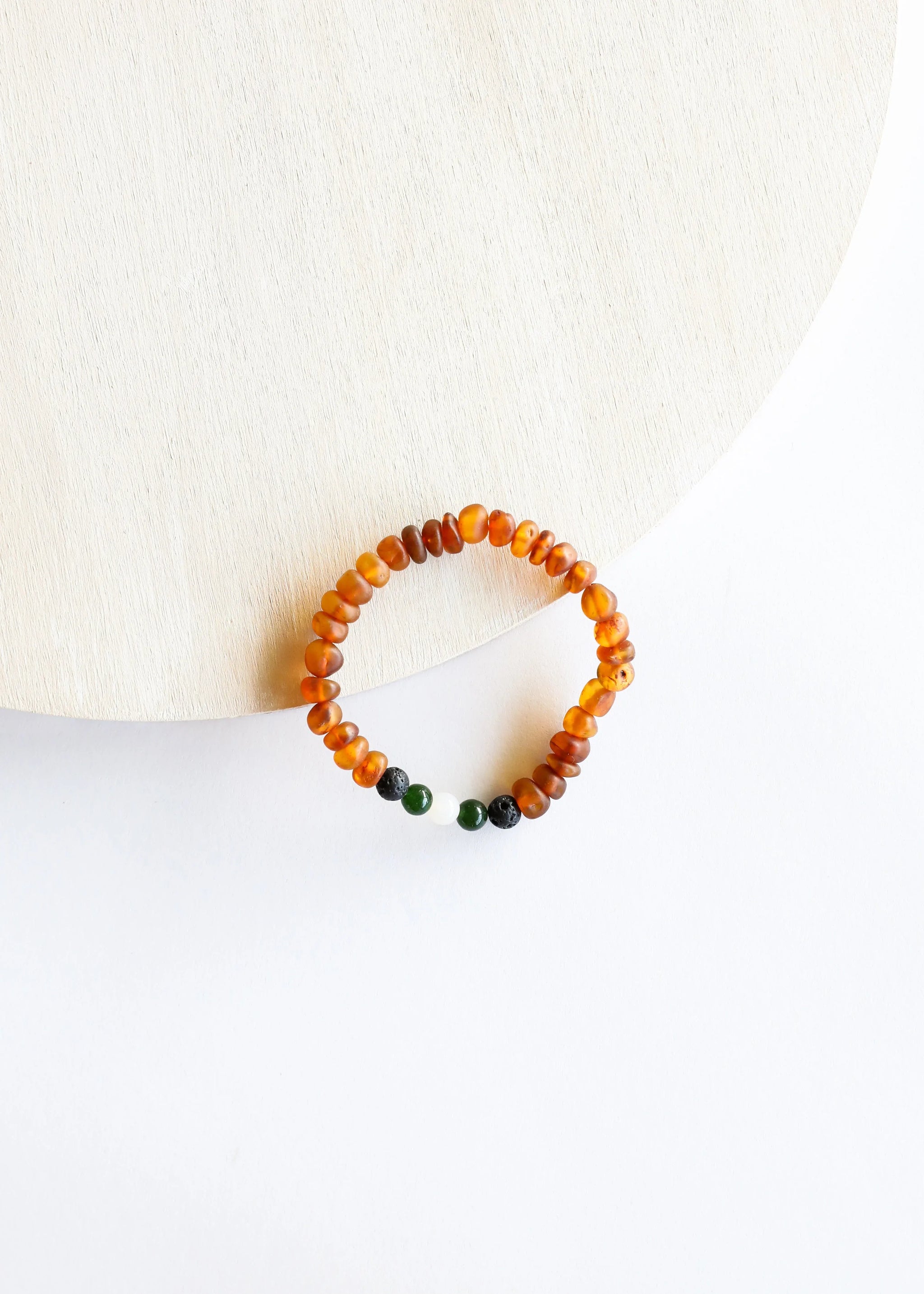 Raw Cognac Baltic Amber || Lava + Jade + Agate || Adult Bracelet - CanyonLeaf - Flyclothing LLC