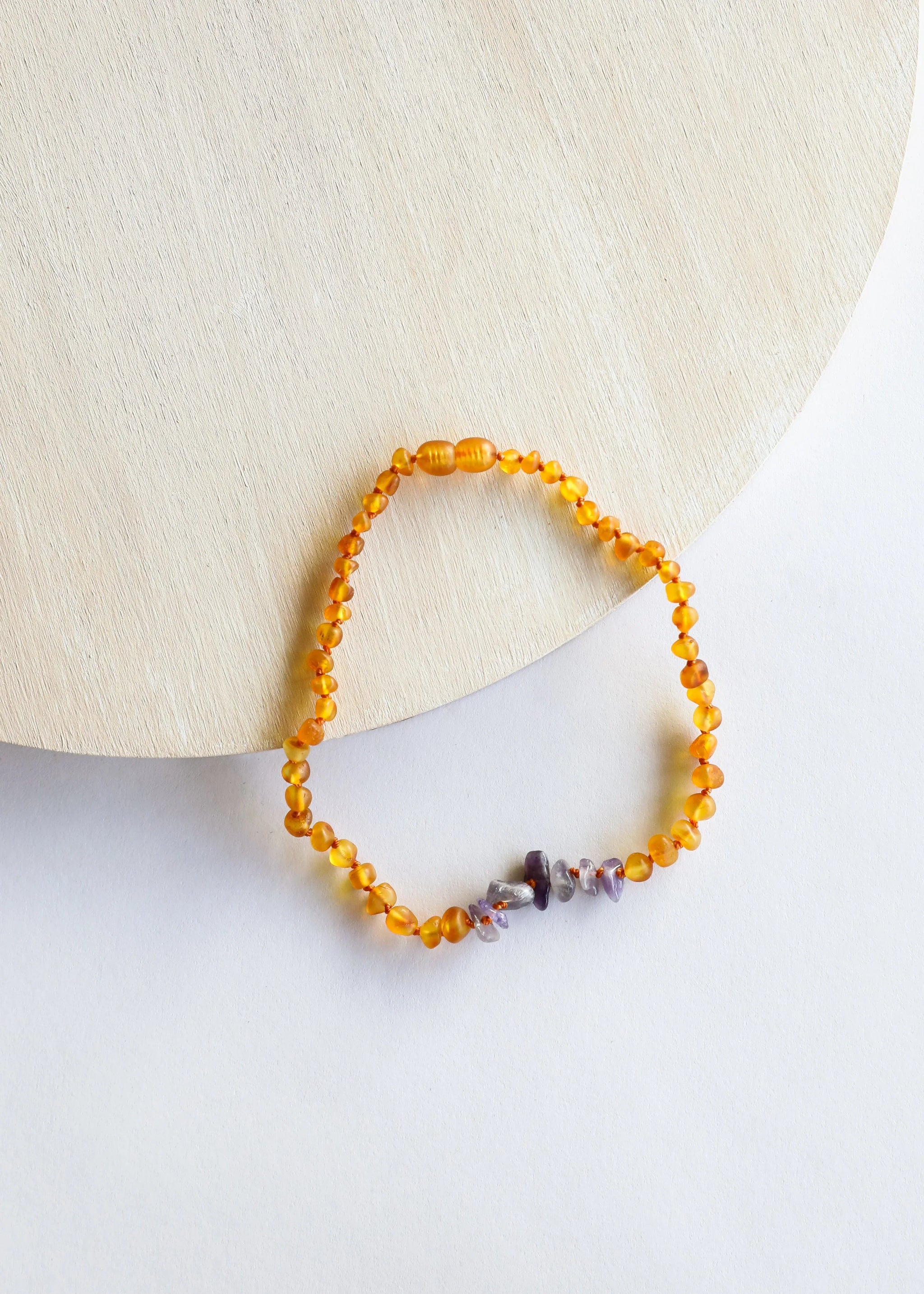 Raw Honey Baltic Amber + Raw Amethyst || Necklace - CanyonLeaf - Flyclothing LLC
